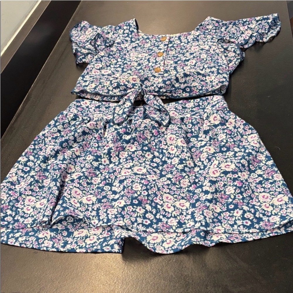 Speechless Blue Floral Kids Matching Set